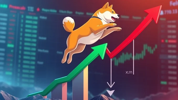 Visualizing the crypto market with BlockDAG presale success, a Dogecoin surge, and Stellar XLM's recent performance.