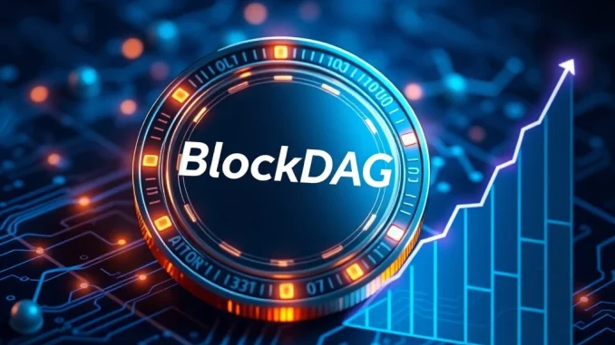 BlockDAG presale growth with glowing digital coin and nodes