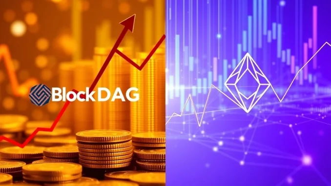 A digital chart illustrating the rapid 2,600% surge of BlockDAG token, symbolizing high ROI potential in the crypto market.