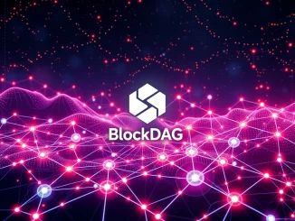 A dynamic visual representing BlockDAG's rapid cryptocurrency growth and successful presale, highlighting its innovative technology.