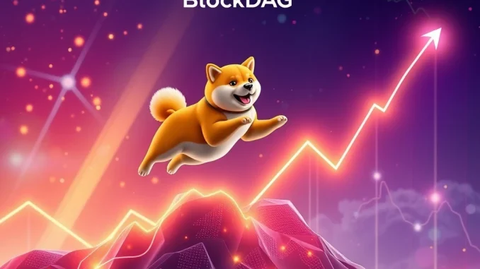 Visualizing the BlockDAG presale's record-breaking success alongside Dogecoin's rally and Stellar's dip, highlighting market dynamics and the BlockDAG presale.