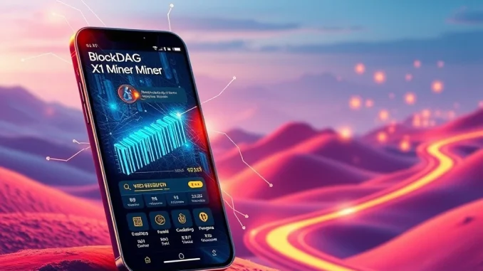BlockDAG X1 Miner Unleashes a Revolution: 2,660% Presale ROI Eclipses Cardano Staking Delays A smartphone running the BlockDAG X1 Miner app, symbolizing rapid user growth and high crypto presale ROI, contrasting with traditional blockchain processes.