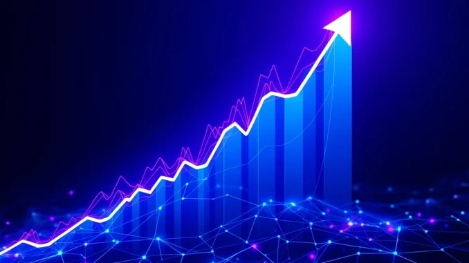 A vibrant chart showing the dramatic BLUR crypto price surge, illustrating the impact of network adoption and protocol upgrades.