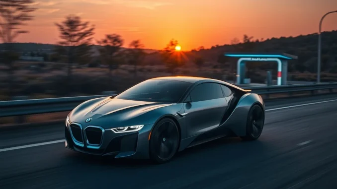 A cutting-edge BMW hydrogen vehicle prototype, representing the exciting future of hydrogen fuel cell technology in sustainable transport.