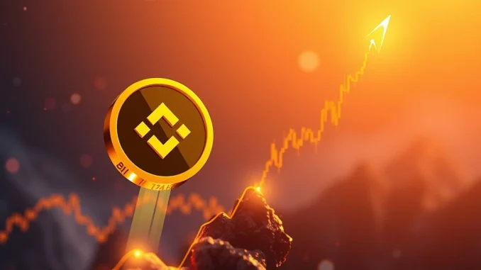 BNB price chart showing an all-time high surge, reflecting the significant growth of Binance Coin in the crypto market.