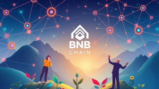 BNB Chain's MVB Season 10 program, depicted as a gateway opening for diverse Web3 startups, symbolizing enhanced developer access.