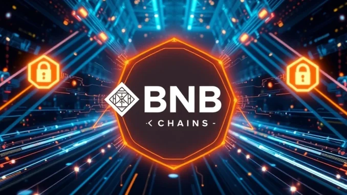 Visualizing the transformative BNB Chain upgrades, showcasing enhanced speed, scalability, and privacy features for a stronger blockchain future.