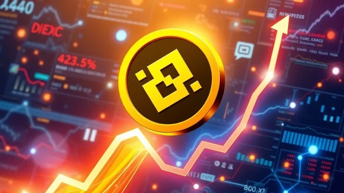 BNB token soaring past charts, symbolizing its strong crypto rally driven by DEX dominance and institutional backing.