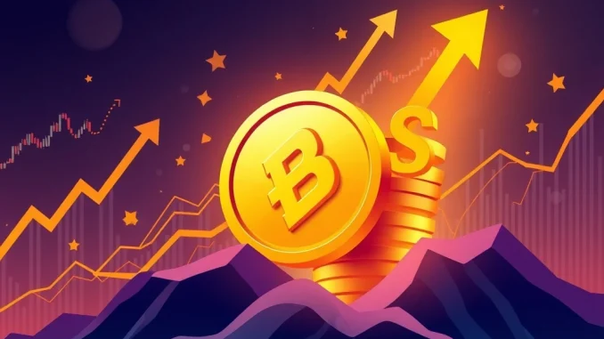 Windtree's significant BNB investment depicted with growth charts and crypto symbols, signaling a bullish market outlook for Binance Coin.