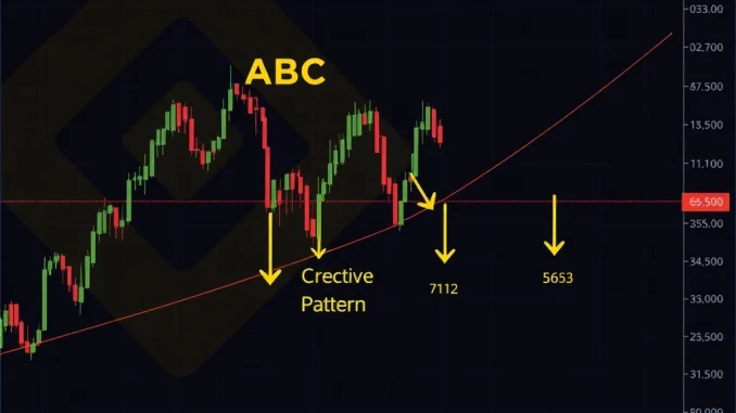 A technical chart illustrating the BNB price prediction with an ABC corrective pattern pointing to potential support levels at $712 and $663.