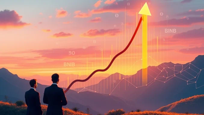 A chart showing BNB's significant price surge, illustrating its strong performance and potential to reach $1,000 by 2025 due to institutional interest in Binance Coin.