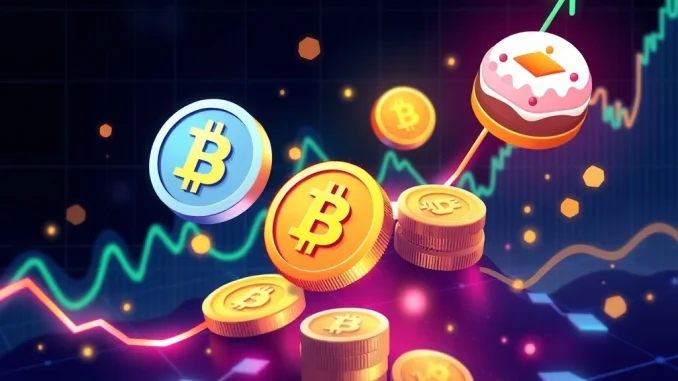 BNB and CAKE tokens surging on a bullish crypto market graph