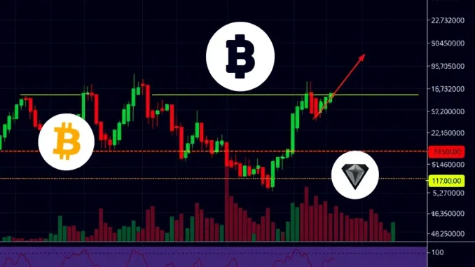Cryptocurrency market chart showing Fibonacci levels for Bonk, Pudgy Penguins, and Ethena