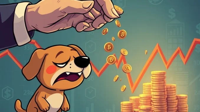 BONK's Shocking 11% Plunge: Galaxy Digital's $18.75M Transfer Ignites Solana Memecoin Panic A visual representation of the BONK crypto price drop, showing a downward trend on a chart, triggered by a large transfer from Galaxy Digital.