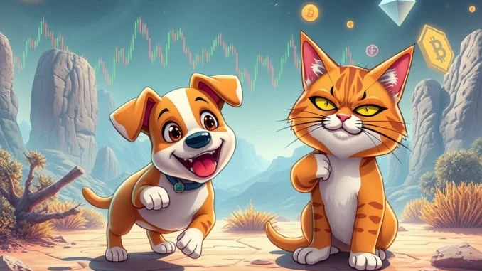 Bonk and Troller Cat meme coins competing in the cryptocurrency market