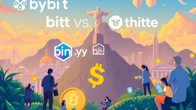 Bybit and Tether logos alongside Brazilian landmarks, symbolizing their joint effort to boost Brazil crypto adoption through education and events.