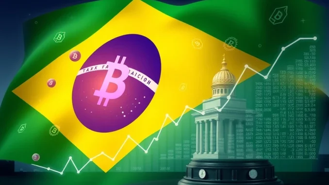 Urgent: Brazil's Controversial 17.5% Crypto Tax Faces Critical October 8 Deadline A visual representation of Brazil's crypto tax debate, showing digital assets under scrutiny with legislative symbols, highlighting the urgency for crypto regulation in Brazil.
