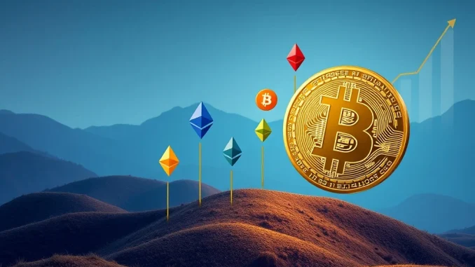 A visual representation of BTC dominance decreasing while altcoins rise, illustrating the current altcoin rally and shift in market sentiment.