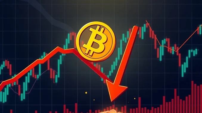 Chart showing a significant Bitcoin price drop, with the BTC symbol falling below the $118,000 mark.