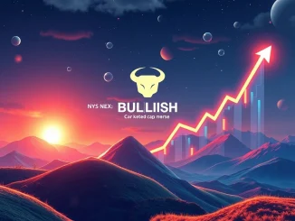 A dynamic graph showing the rising value of Bullish crypto exchange's BLSH stock, symbolizing its soaring crypto market cap.