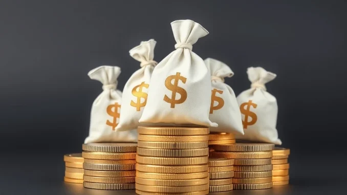 Illustrates the Celsius payout process, showing digital assets being distributed to creditors after the bankruptcy proceedings.