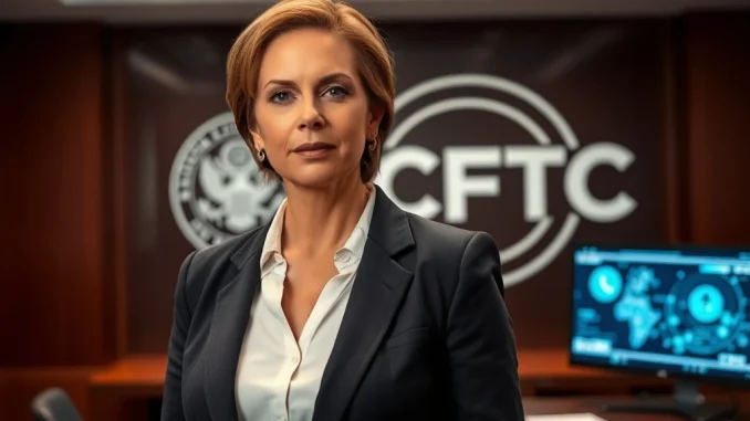 CFTC Commissioner Kristin Johnson departing, symbolizing a significant shift in digital asset regulation and agency leadership.