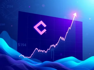 A visual representation of Chainlink price surging on a chart, indicating a potential breakout towards the $194 target for LINK crypto.