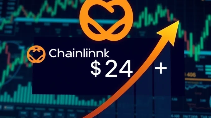 Chainlink Soars Past $24: Unpacking the Explosive LINK Price Rally Chainlink's price chart showing a significant increase, symbolizing the LINK price rally past $24.