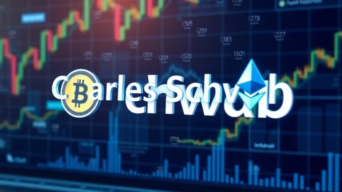 Charles Schwab's platform integrating Bitcoin and Ethereum spot trading, symbolizing a monumental shift in institutional crypto adoption.