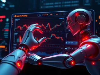An AI interface visualizing automated crypto trading, highlighting the transformative impact of ChatGPT Agent on market analysis.