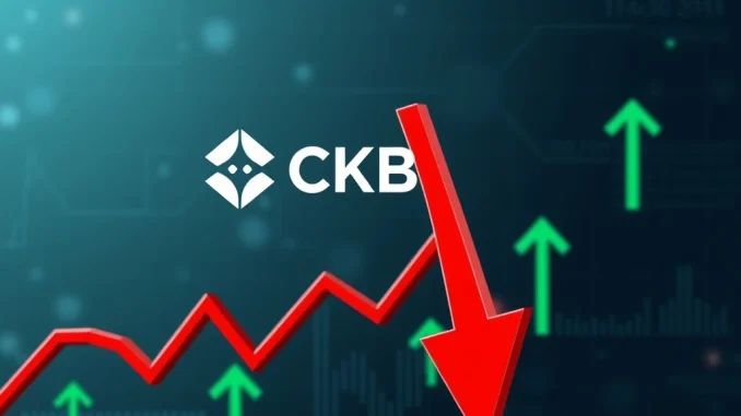 A chart showing a significant CKB price drop amidst wider crypto market volatility, highlighting urgent market shifts.