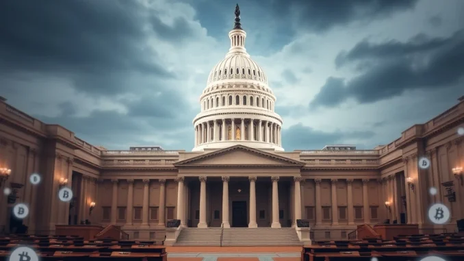 Depicts the legislative process impacting digital assets, symbolizing the CLARITY Act's potential to shape US crypto regulation.