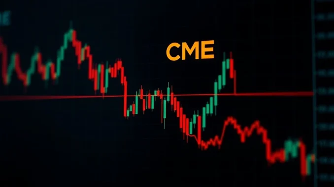 Chart showing a significant CME Bitcoin futures gap, highlighting a sharp Bitcoin price drop and market volatility.