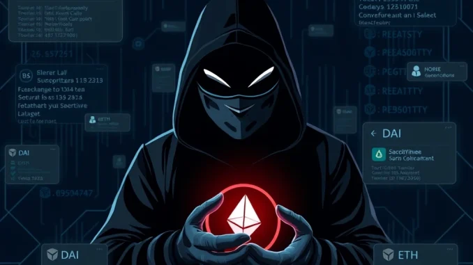 Coinbase hacker swapping DAI for ETH in a digital environment