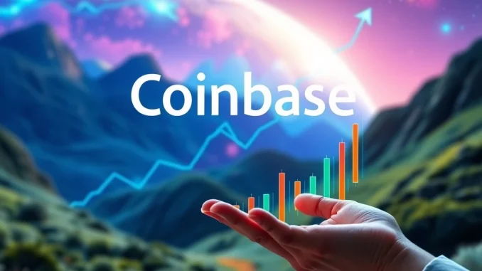 A digital graph showing a sharp increase for Coinbase stock, reflecting Cantor Fitzgerald's boosted price target and bullish outlook.