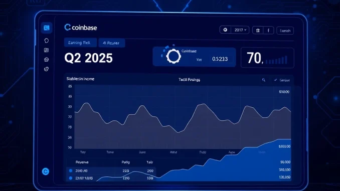 Coinbase Q2 revenue report showing decline in trading volumes and rise in stablecoin income