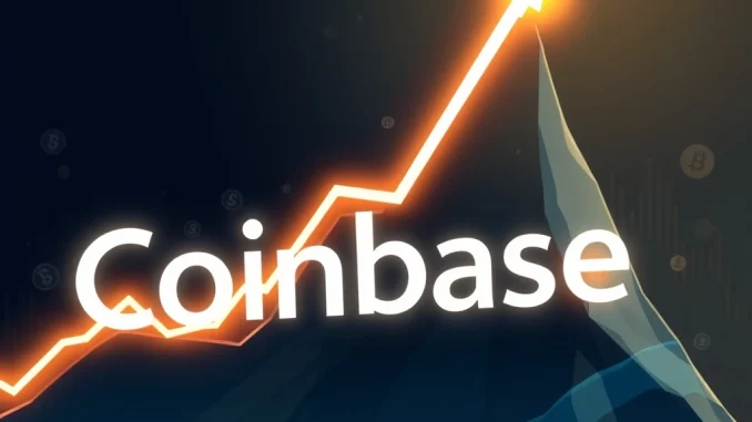 Coinbase stock reaches a record high of $375 with a bullish market trend