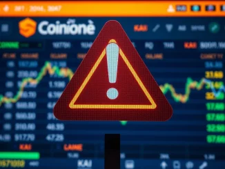 A digital interface displaying a **Coinone investment warning** for **Kaichain KAI**, signaling market caution.