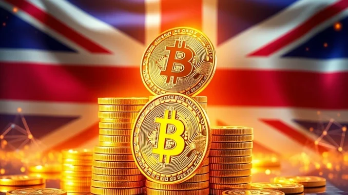 Coinsilium's growing Bitcoin investment with UK flag backdrop