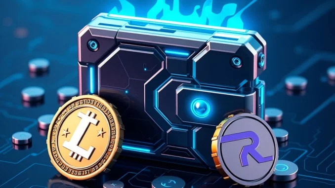 Cold Wallet leading DeFi utility with Litecoin and Render tokens in background