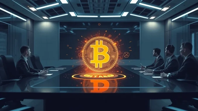 Corporate executives discussing Bitcoin adoption for long-term value creation.