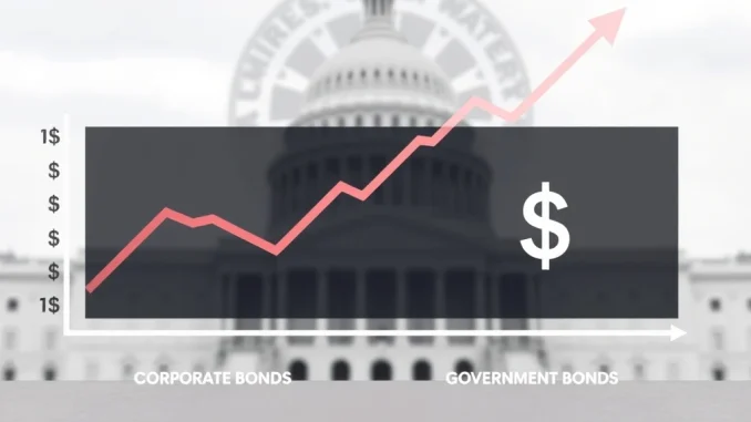 Chart illustrating the crucial investor shift of capital from government bonds to corporate debt, highlighting U.S. fiscal concerns.