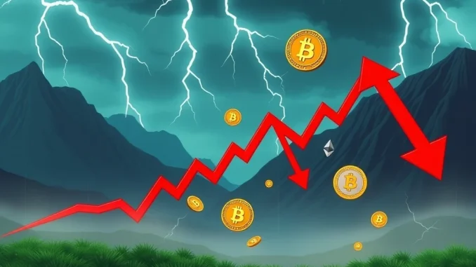 A chart illustrating a significant crypto dump, showing falling prices for Ethereum and other altcoins, reflecting current market volatility.