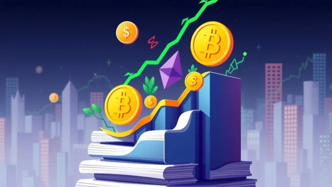 Chart showing explosive growth in Crypto ETFs, representing record $12.8 billion inflows and a surging digital asset market.