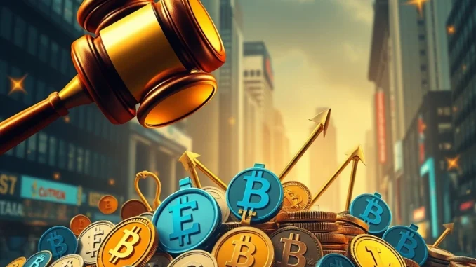 An illustration depicting the fierce competition and regulatory challenges for Crypto ETFs after SEC approval.