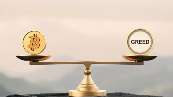 A visual gauge displaying the Crypto Fear & Greed Index at a neutral 48, reflecting current market sentiment.