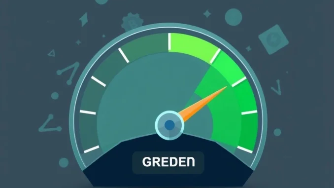 A visual meter indicating the Crypto Fear & Greed Index in the 'Greed' zone, reflecting strong market sentiment.