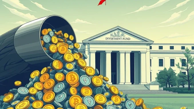 Chart showing a significant outflow of crypto funds, particularly Bitcoin and Ethereum, from investment products, illustrating the impact of recent market volatility and the CoinShares report.