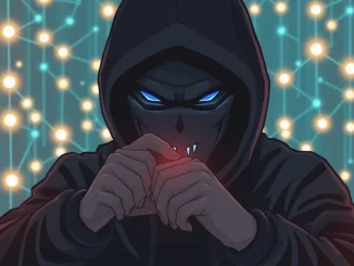 Illustration of a hacker exploiting crypto hacks in a blockchain network
