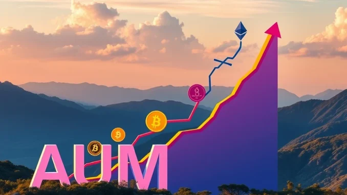 A chart illustrating significant crypto investment products inflows leading to a new record in digital asset AUM.
